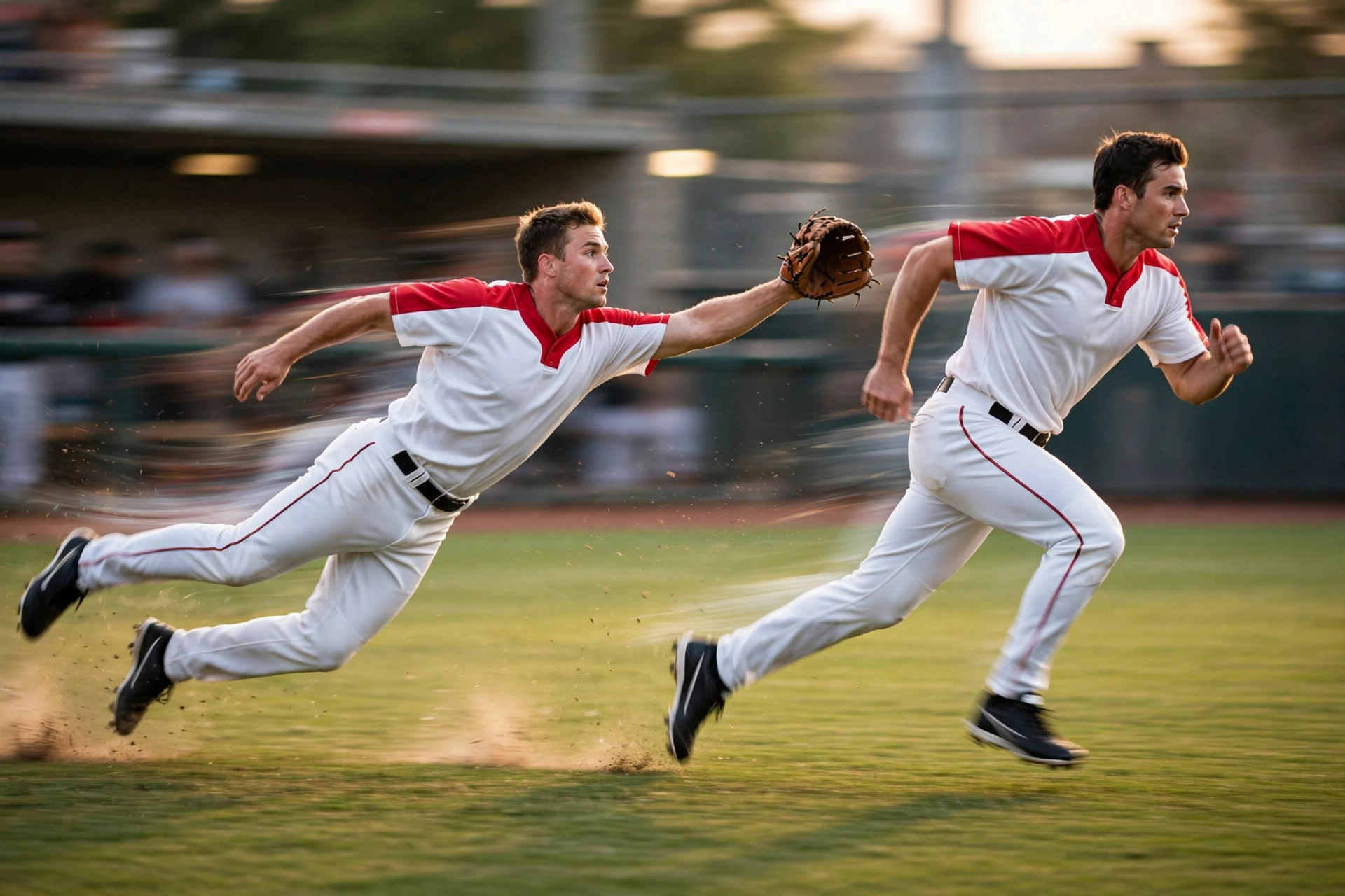 White red baseball uniforms lightweight aerodynamic sprint action
