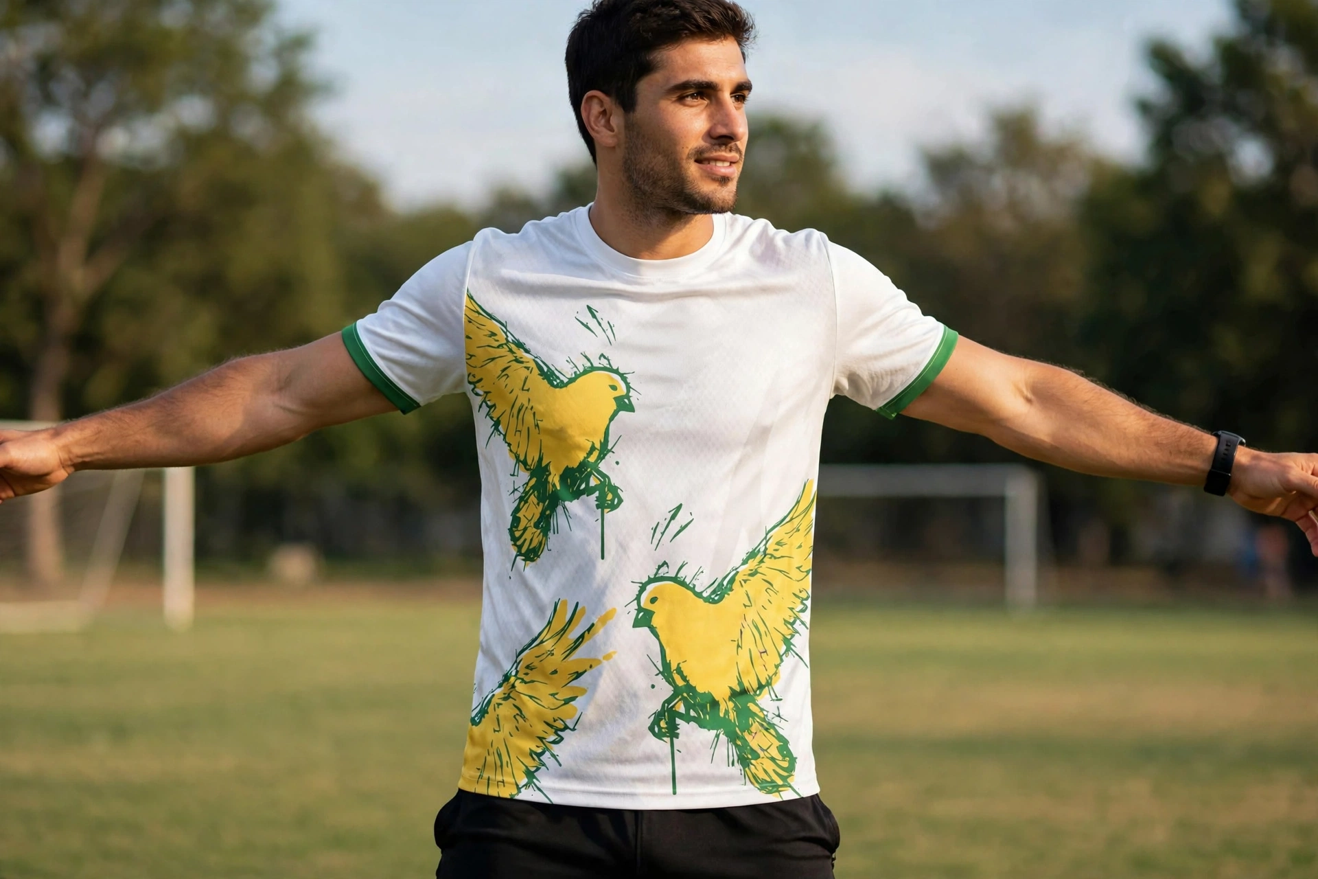 White yellow birds jersey comfort fit