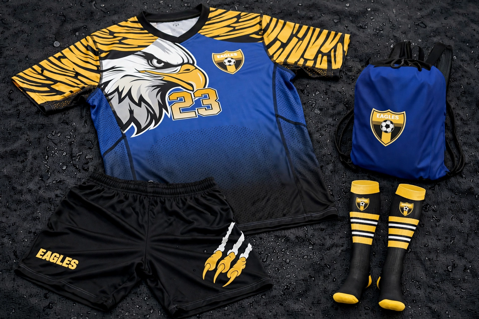 EAGLES 23 kit showing breathable micro-perforated fabric tech.
