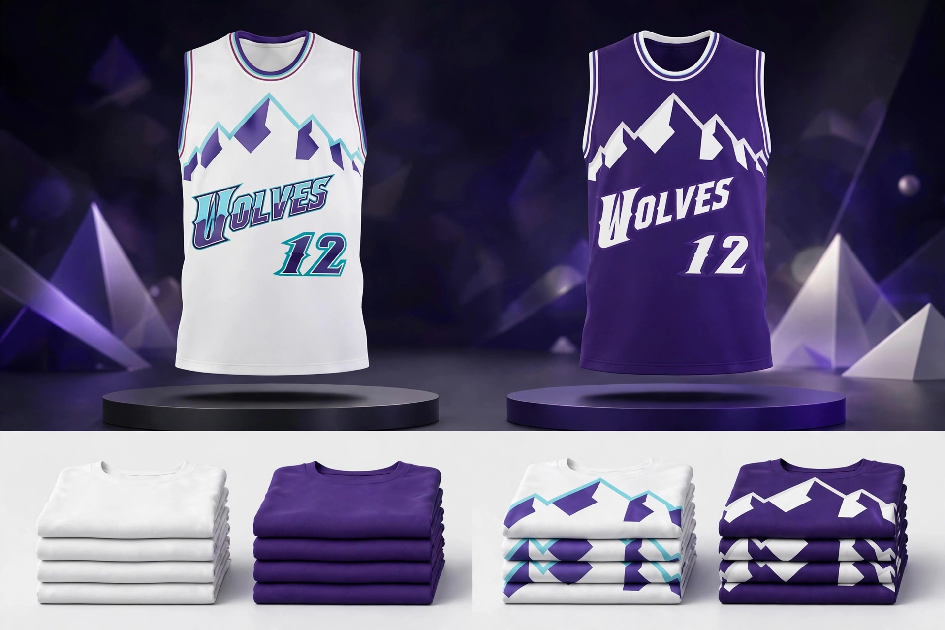 White purple WOLVES 12 home away versatile branding