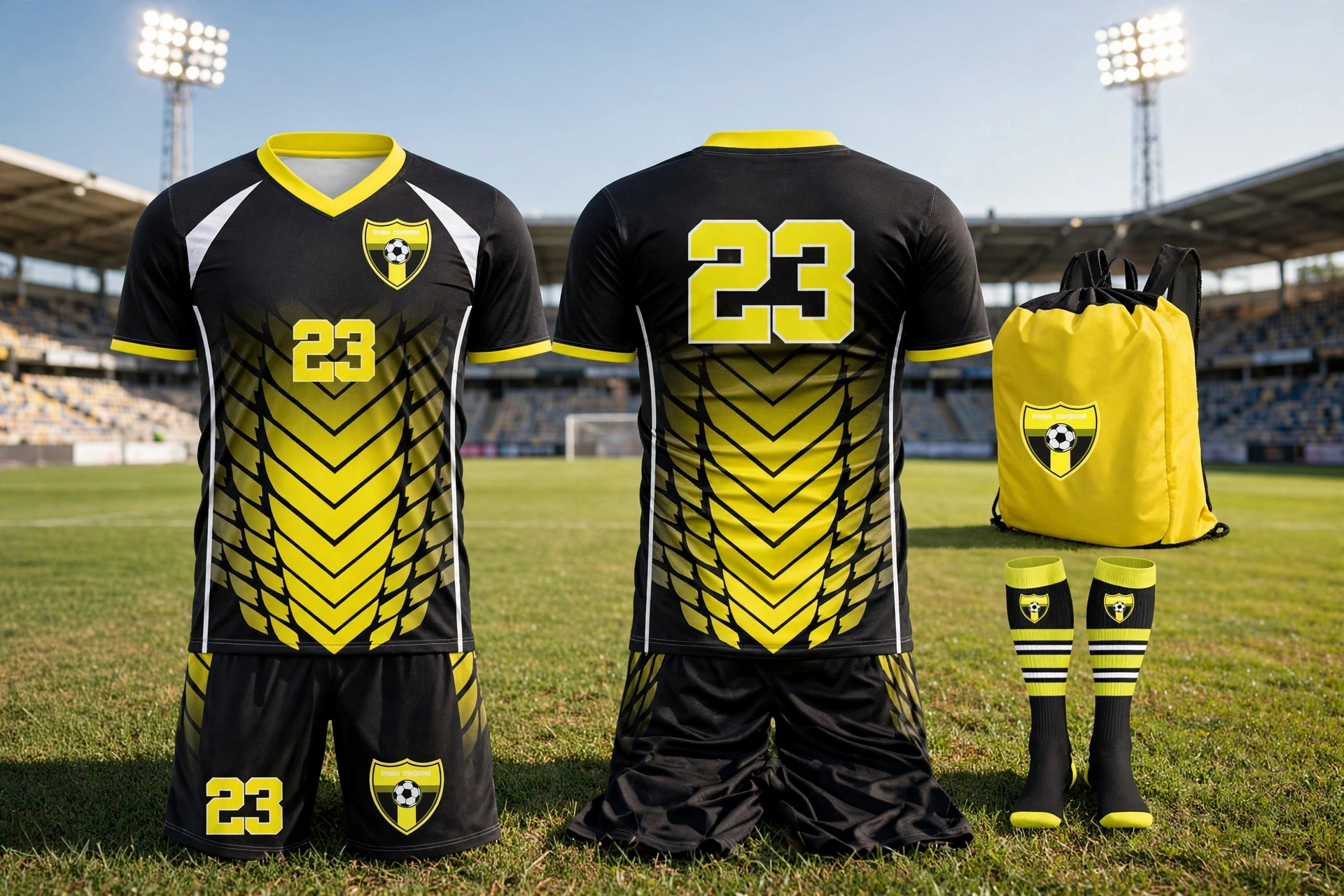 Black-yellow 23 kit with perfect color match on field.