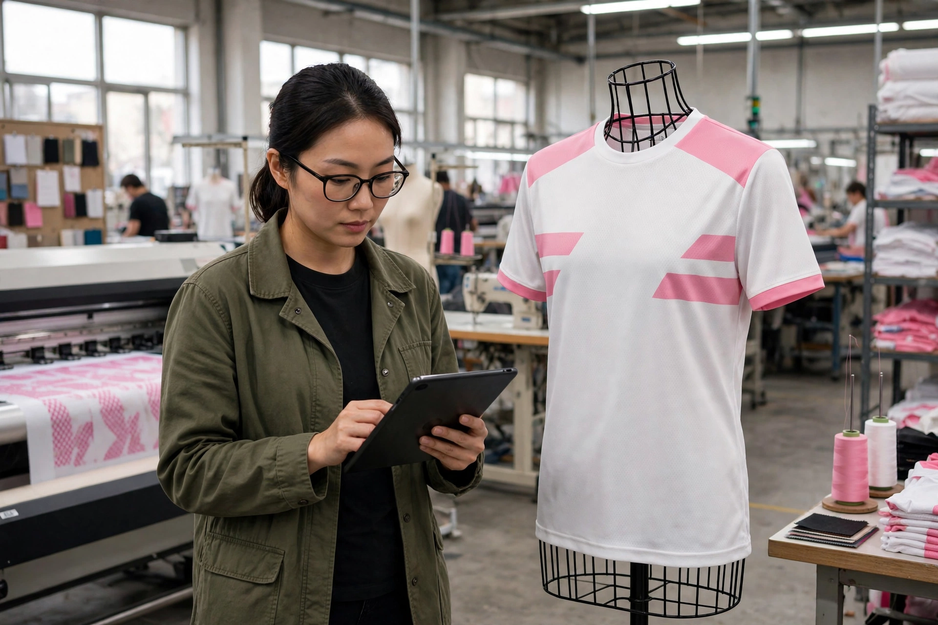 White pink jersey factory wide