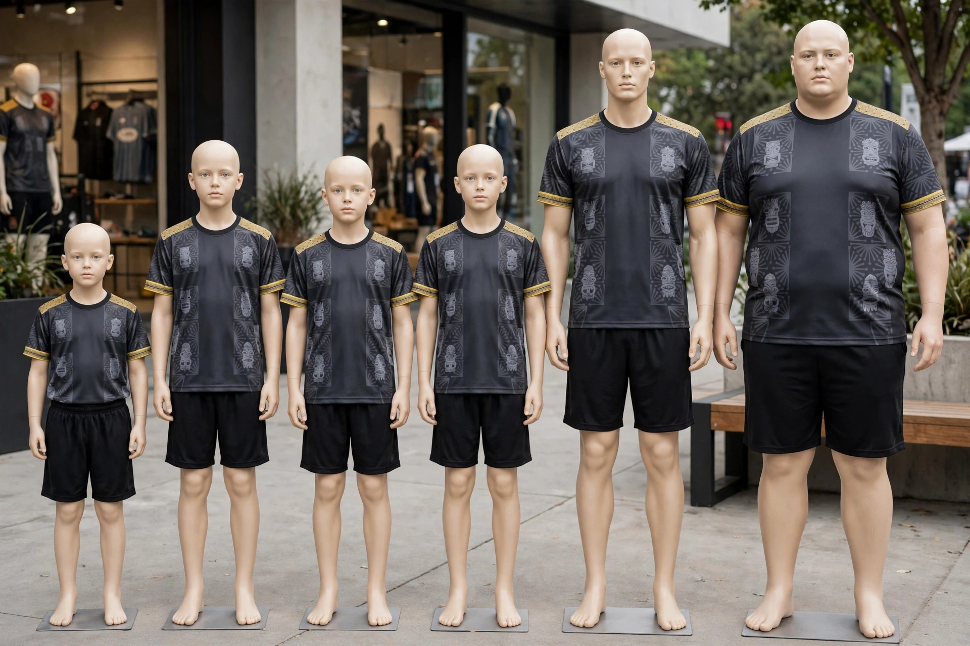 Dark jersey youth to 6XL with black shorts