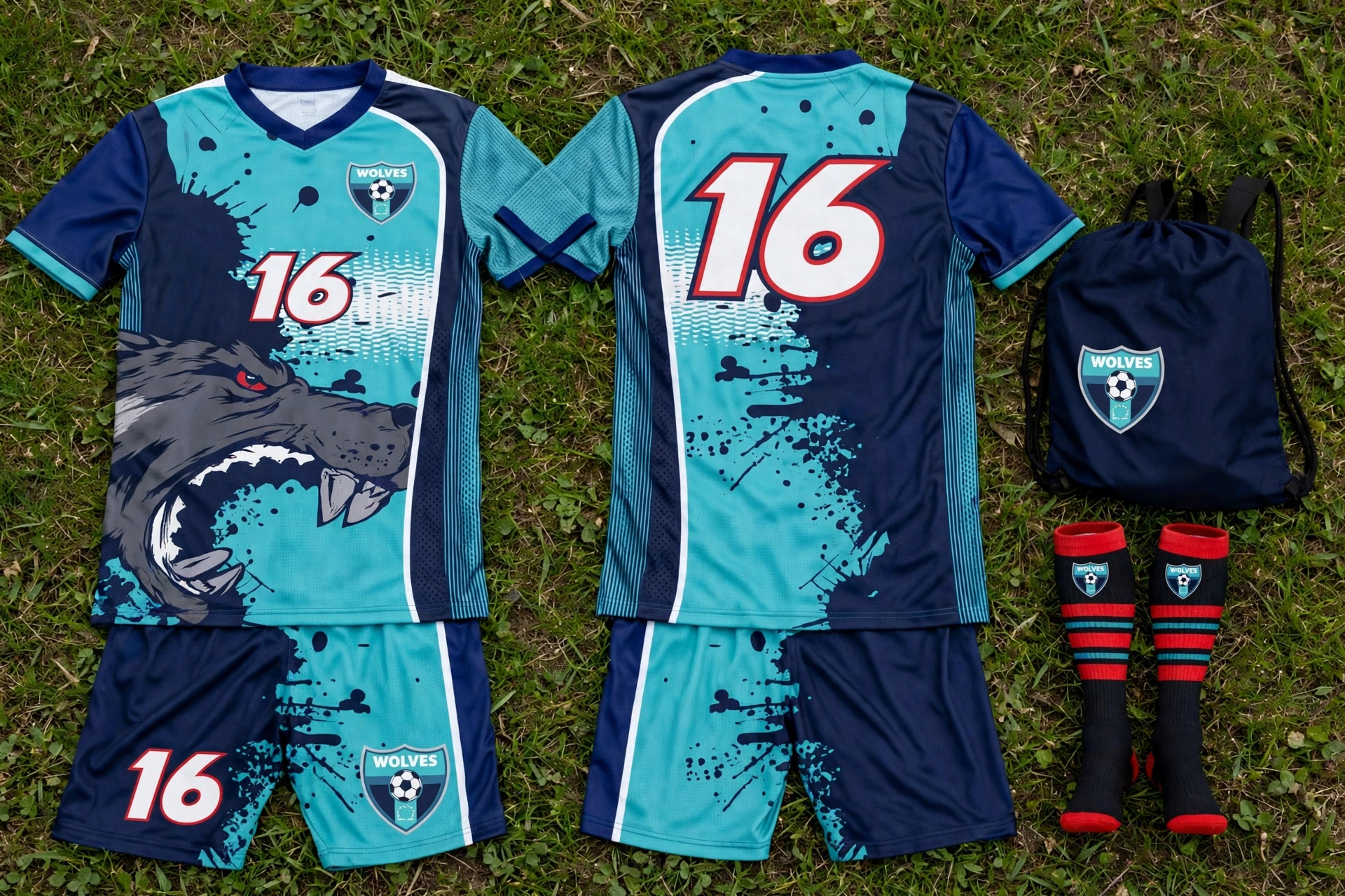 WOLVES 16 kit showcasing sublimation vibrant permanent colors.