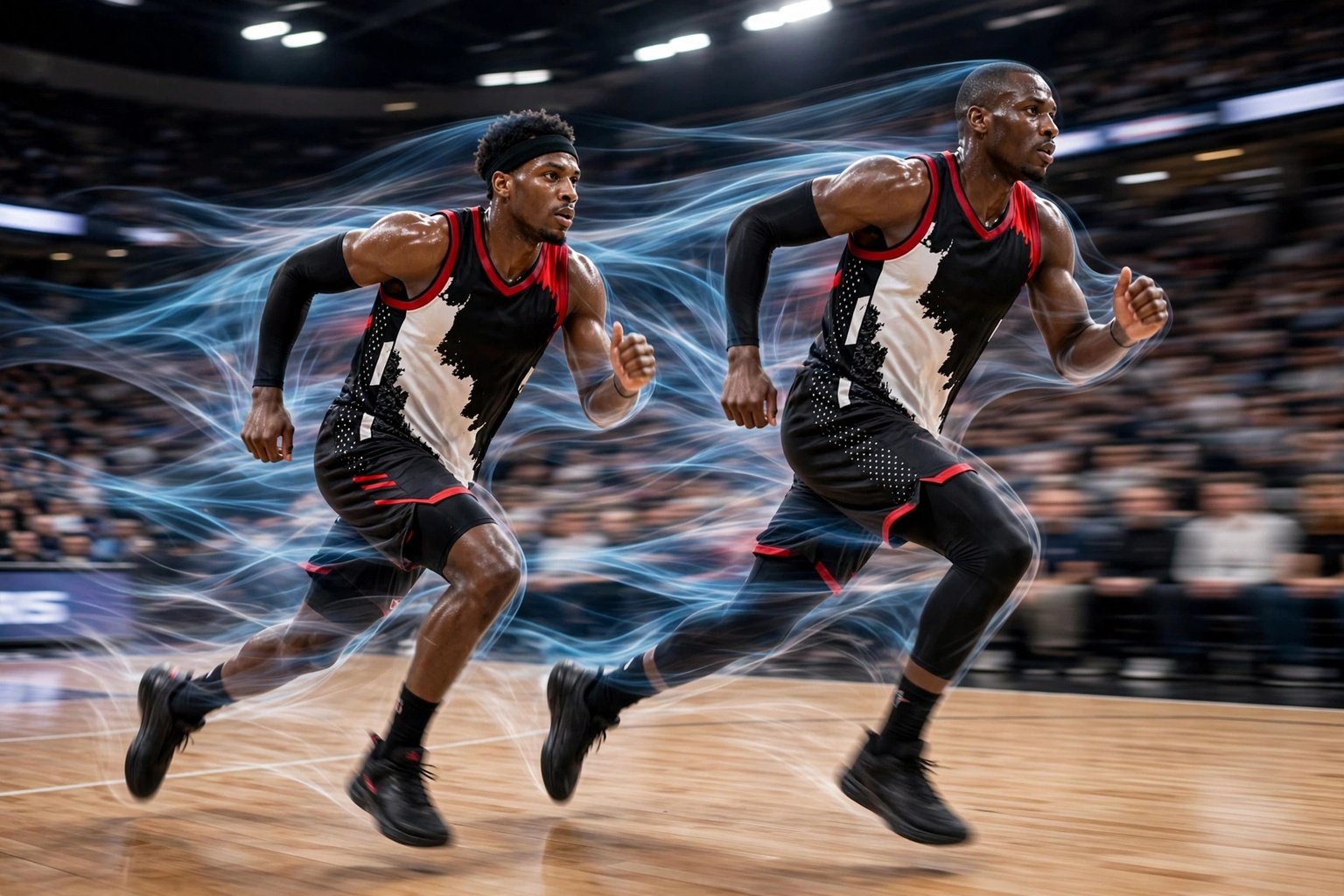 Lightweight aerodynamics streamlined silhouettes reduce wind resistance and heavy fabric drag allowing guards and forwards to move with maximum agility - Deuka black white red 00 basketball jerseys aerodynamic sprint on hardwood court