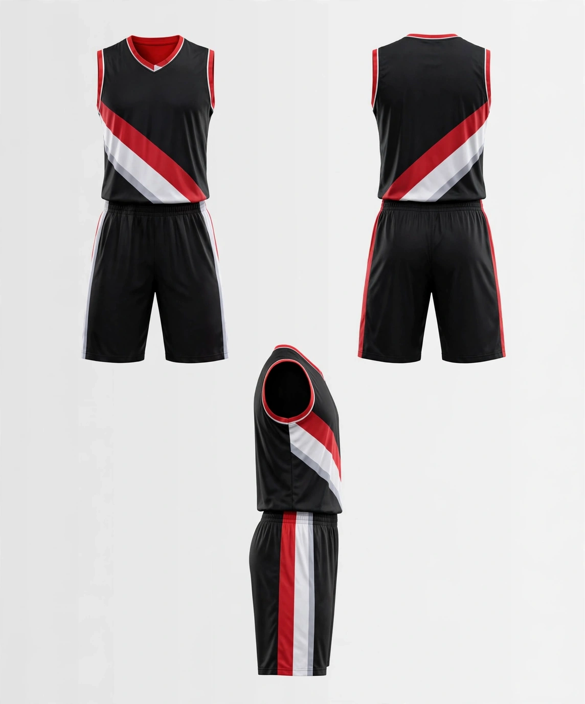 Your black base with red & white diagonal stripe uniform rendered in detailed