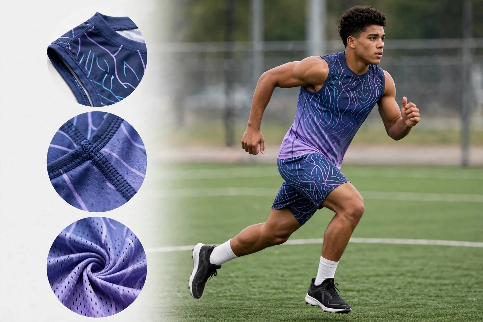 Engineering durability and comfort science behind 7 on 7 kits - Hustlers 9 custom uniform with reinforced collar binding bar-tacked seams and breathable mesh fabric detail - Deuka Wear