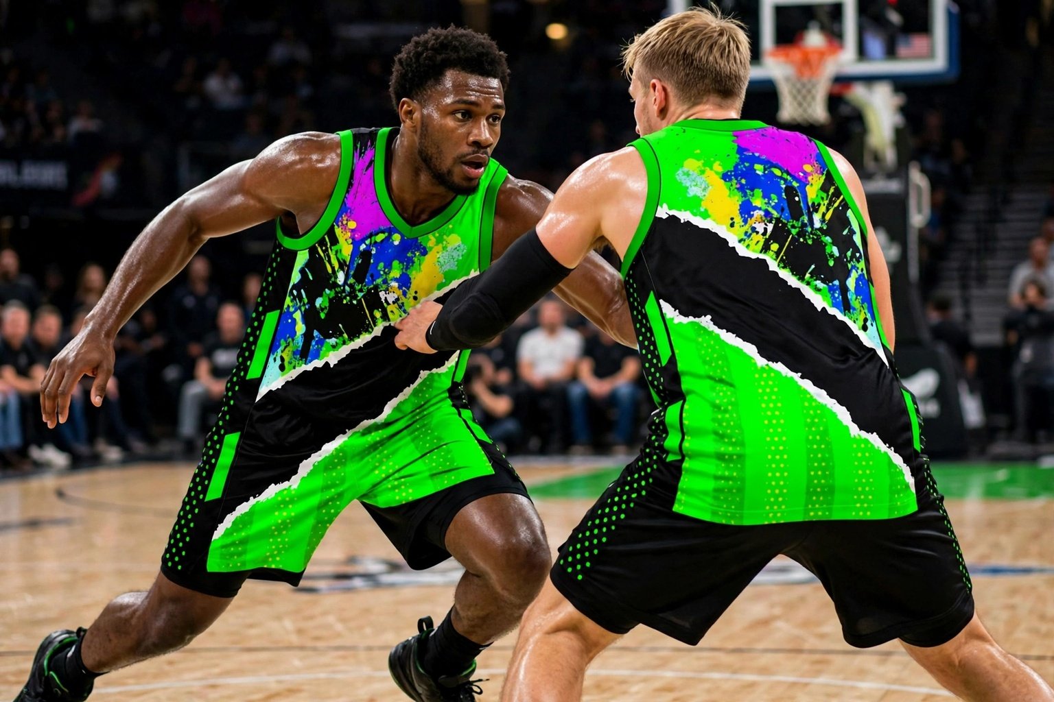 Unmatched durability industrial-strength stitching high-tenacity polyester blends resist tearing forces during physical box-outs aggressive drives - Deuka neon green 00 basketball jersey exact product