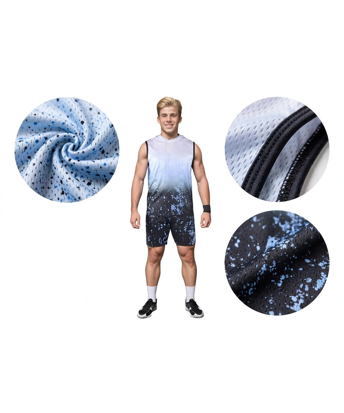 Sample prototyping of custom Blizzard 24 7 on 7 kit showing fabric weight stitch strength and color vibrancy detail - Deuka Wear bulk order pre-production sample